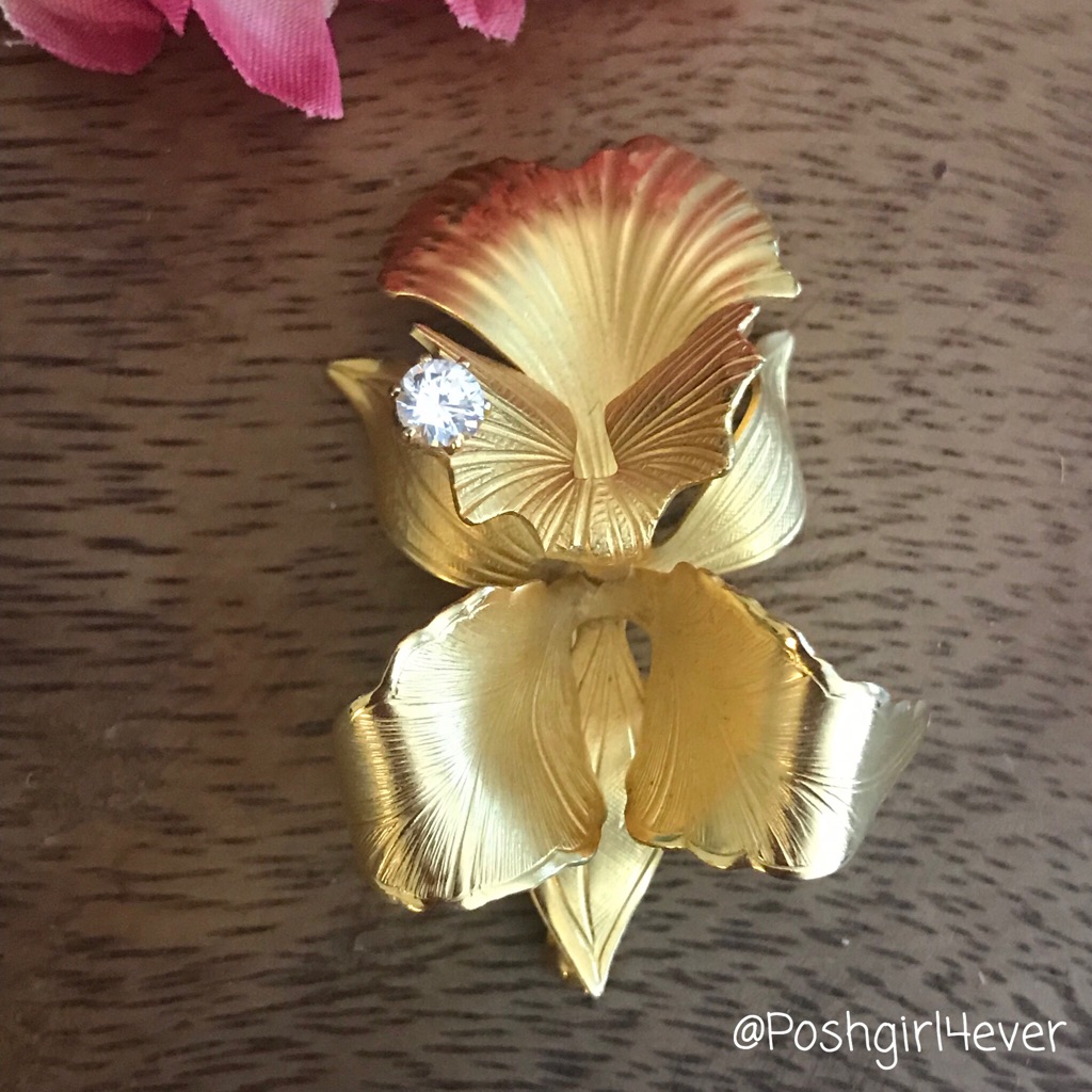 Vintage Cerrito Original 1982 Brooch Gold Orchid